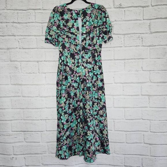 ASOS Design Womens Multicolor Puff Sleeves Floral Print Midi Tea Dress Size 10 - Picture 8 of 16
